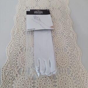 Child Long Gloves White Satin Opera Costume Dress Up Accessory 1 Pair